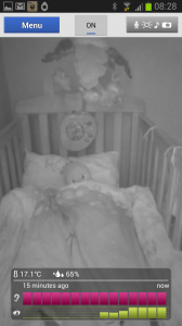 The monitor in the morning, displaying sound and motion statistics