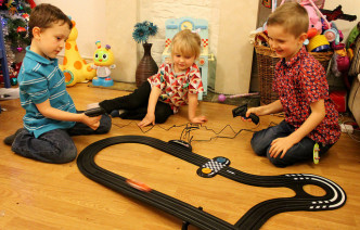 micro scalextric track and kids