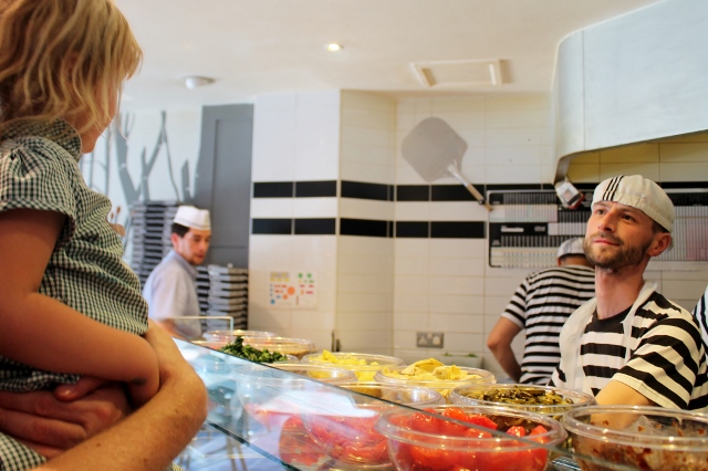 watching chefs at pizza express